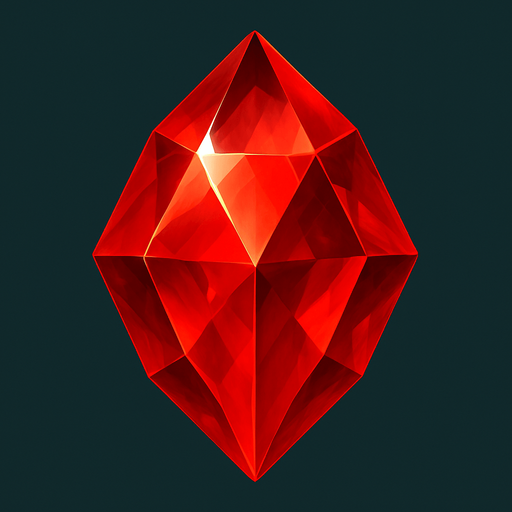a red gem realistic.
In-Game asset.  2d.  High contrast.  No shadows
