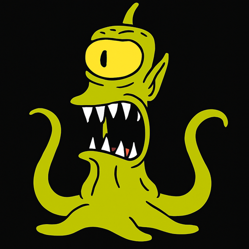 Alien mutant from the Simpsons.
In-Game asset.  2d.  High contrast.  No shadows