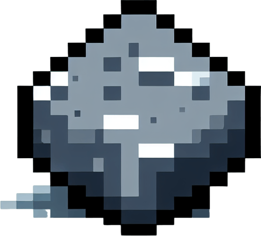 Grey pixelated rock.
Single Game Texture.  In-Game asset.  2d.  Blank background.  High contrast.  No shadows