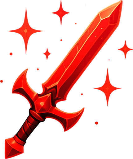 una espada roja con destellos.
In-Game asset.  2d.  High contrast.  No shadows