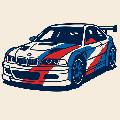 BMW M3 gtr.
In-Game asset.  2d.  High contrast.  No shadows