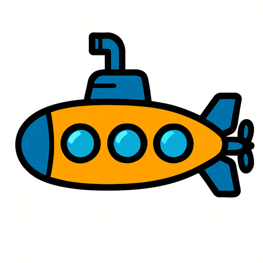 horizontal top down image submarine.
In-Game asset.  2d.  High contrast.  No shadows