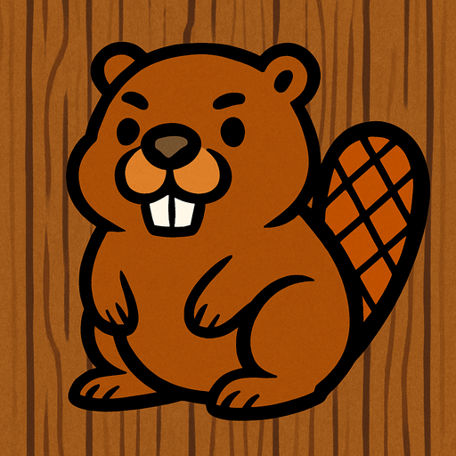 A beaver with wooden background.
In-Game asset.  2d.  High contrast.  No shadows