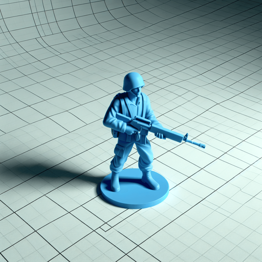 a blue toy soldier Single Game Texture. In-Game asset. 2d. Blank background. High contrast. No shadows.