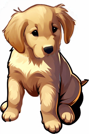 sad golden retriever puppy. Single Game Texture. In-Game asset. 2d.