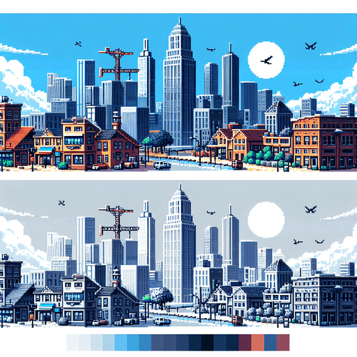 City.
Single Game Texture.  In-Game asset.  2d.  Blank background.  High contrast.  No shadows. Pixel