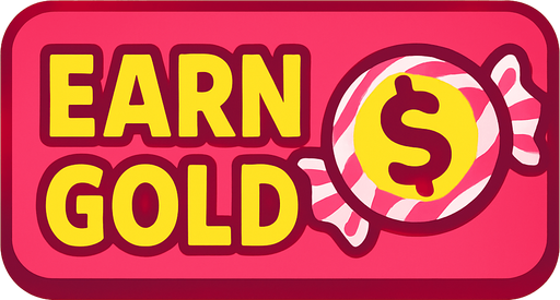 button when clicked earn gold is sweeti. money logo should look like candy.
In-Game asset.  2d.  High contrast.  No shadows