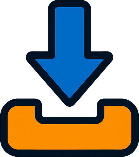 indirme logosu herhangi bir yazı olmayacak 2d.
In-Game asset.  2d.  High contrast.  No shadows