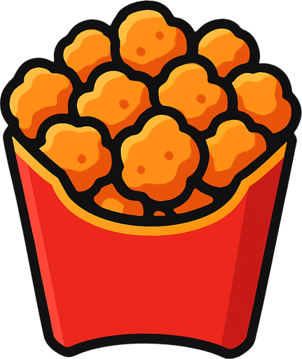 Popcorn chicken.
In-Game asset.  2d.  High contrast.  No shadows