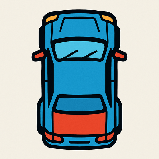 car bird's eye view.
In-Game asset.  2d.  High contrast.  No shadows