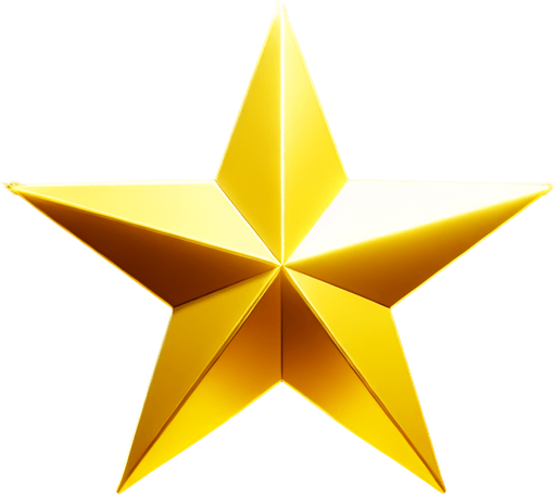 simple yellow rating star.
Modern video game style