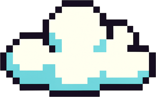 flappy bird cloud, pixel art.
In-Game asset.  2d.  High contrast.  No shadows