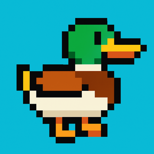 Ordek pixel.
In-Game asset.  2d.  High contrast.  No shadows