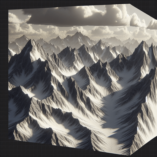 Mountain.
Single Game Texture.  In-Game asset.  2d.  Blank background.  High contrast.  No shadows