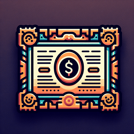 A colorfull horizontal rectangle shaped simple stock certificate icon with a badge and in perspective.
Single Game Texture. In-Game asset. 2d. Blank background. High contrast. No shadows.