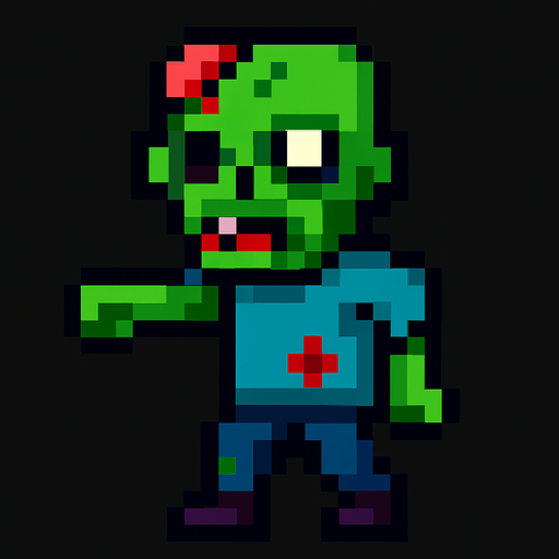zombie pixel no text.
In-Game asset.  2d.  High contrast.  No shadows