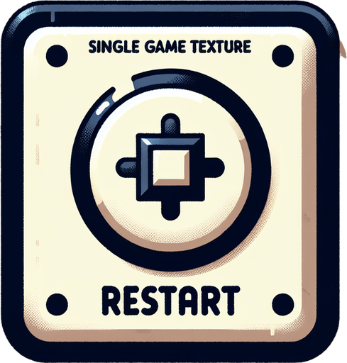A restart button Single Game Texture. In-Game asset. 2d. Blank background. High contrast. No shadows.