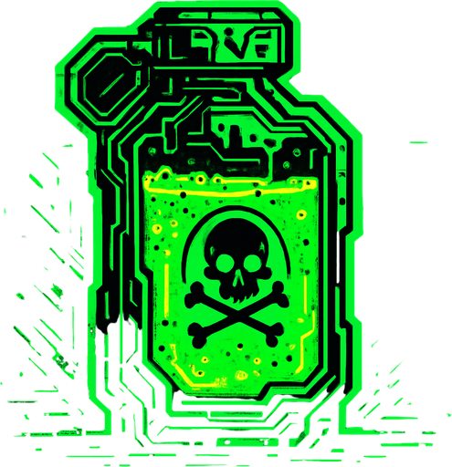 Liquid toxin Bomb. With cyberpunk + abstract style. HD colors. Green color.
In-Game asset.  2d.  High contrast.  No shadows