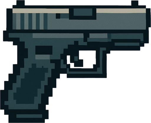 glock
pixel art.
In-Game asset.  High contrast.  No shadows