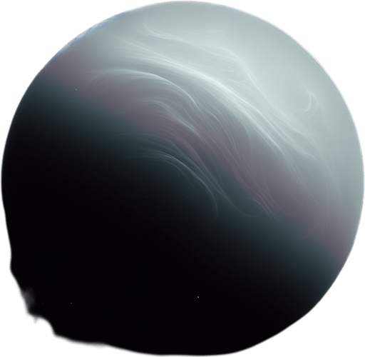 black background ethereal centered planet.