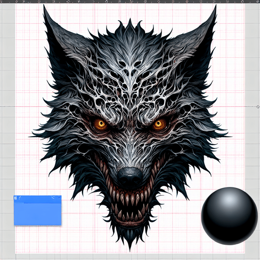 demon dog staring.
Single Game Texture. In-Game asset. 2d. Blank background. High contrast. No shadows.