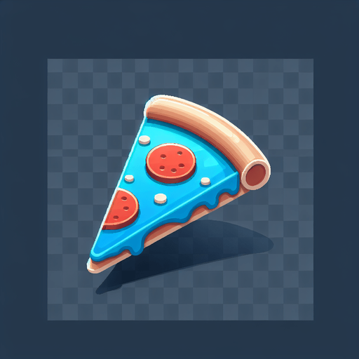 a slice of pizza on a transparent background, predominantly azur. Slice of pizza.
Single Game Texture. In-Game asset. 2d. Blank background. High contrast. No shadows.