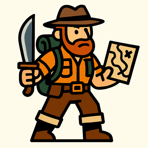 an adventure character.
In-Game asset.  2d.  High contrast.  No shadows