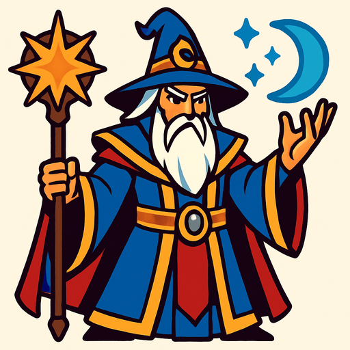 קוסם שמים אגדי.
In-Game asset.  2d.  High contrast.  No shadows