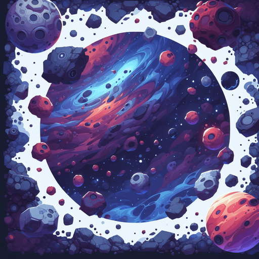 Space rocks.
Single Game Texture. In-Game asset. 2d. Blank background. High contrast. No shadows.