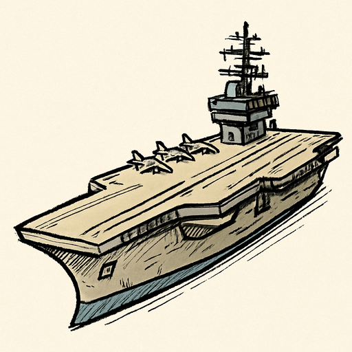 sketch tarzında carrier gemisi.
In-Game asset.  2d.  High contrast.  No shadows