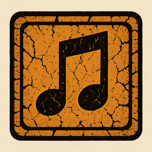 Generame una boton con dentro de forma de una nota musical con efectos de tierra.
In-Game asset.  2d.  High contrast.  No shadows