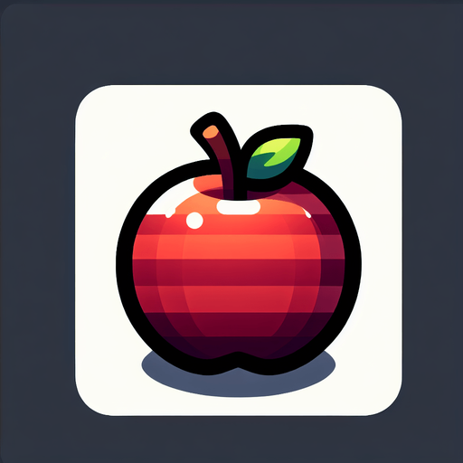 Apple.
Single Game Texture. In-Game asset. 2d. Blank background. High contrast. No shadows.