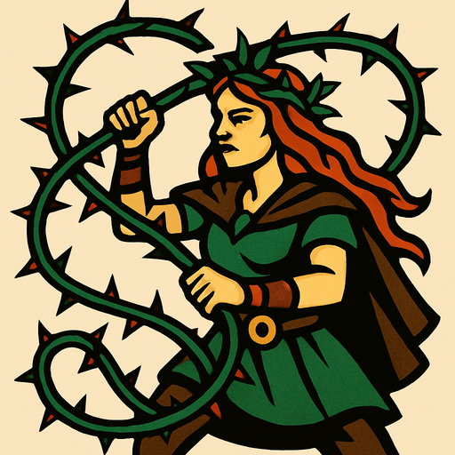 thornWhipWeaver.
2d.  High contrast.  No shadows