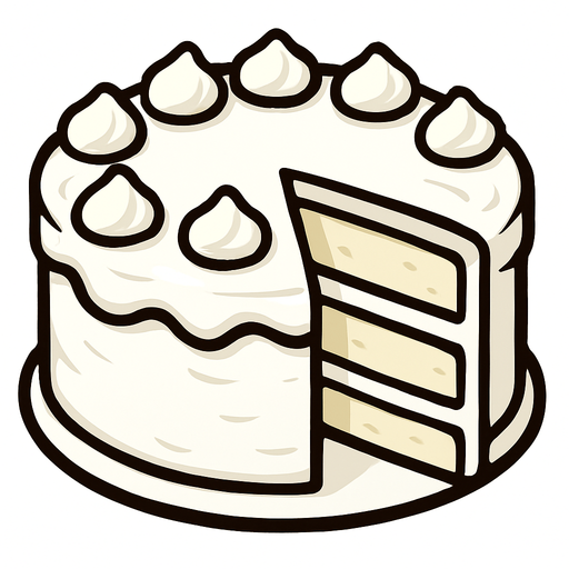 white Cake.
In-Game asset.  2d.  High contrast.  No shadows