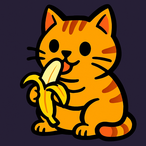 muz yiyen kedi.
In-Game asset.  2d.  High contrast.  No shadows