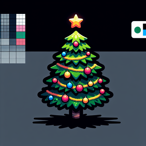 Рождественская ёлка Single Game Texture. In-Game asset. 2d. Blank background. High contrast. No shadows.