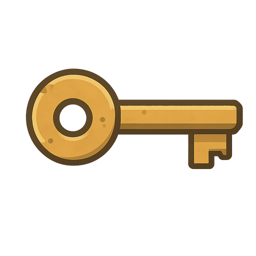 dungeon key. No background. Transparent background. Blank background. No shadows. 2d. In-Game asset. flat