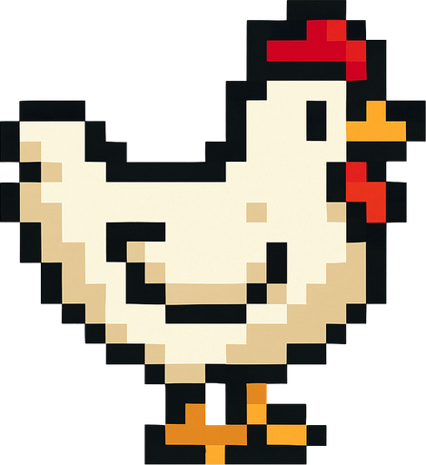 Tavuk pixel.
In-Game asset.  2d.  High contrast.  No shadows