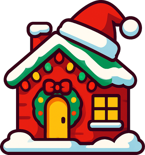 christmas house.
In-Game asset.  2d.  High contrast.  No shadows