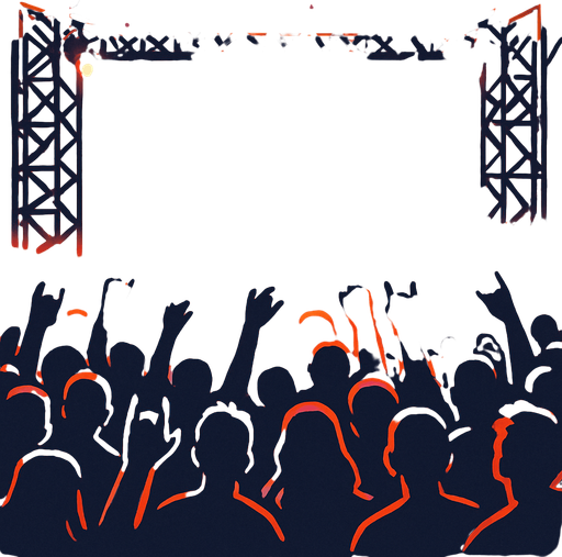 dinleyicelerin olsun kalabalık bir konser ortamı arka plan.
In-Game asset.  2d.  High contrast.  No shadows