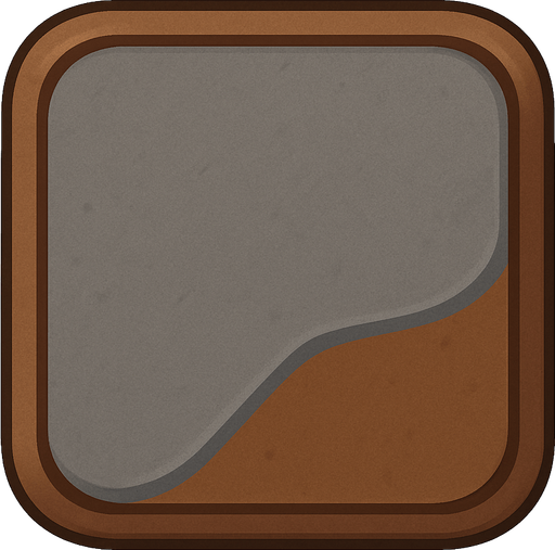 Grey and brown square with tight round corners, shaded, hyper casual game. Single Game Texture. In-Game asset. 2d. Blank background. High contrast. No shadows.