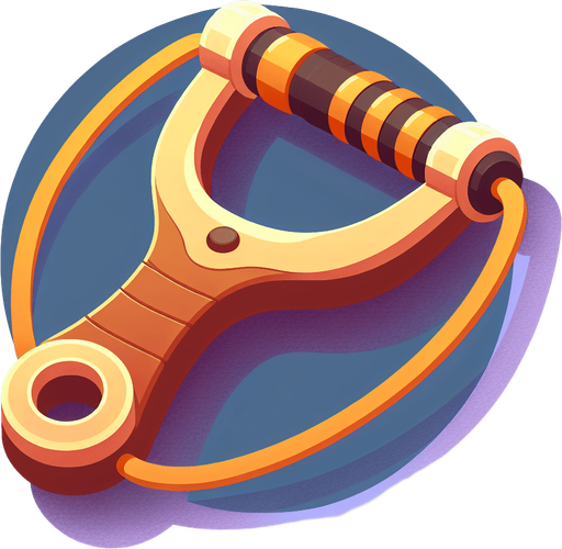 cartoon looking slingshot.
Single Game Texture. In-Game asset. 2d. Blank background. High contrast. No shadows.