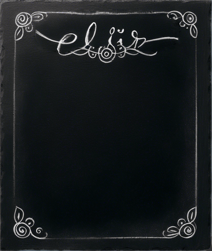 Word "ELIXIR" written in chalk. centered.