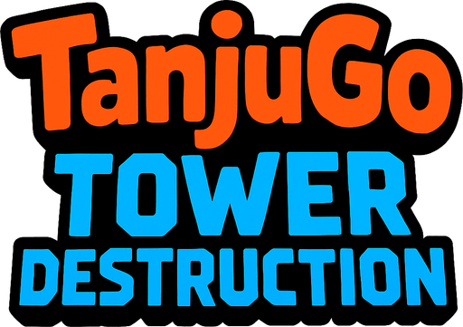 "TanjuGo" 
"Tower Destruction" text logo.
In-Game asset.  2d.  High contrast.  No shadows