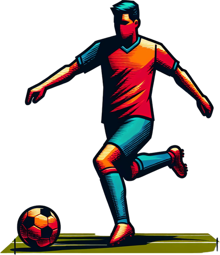 Futbolcu.
Single Game Texture. In-Game asset. 2d. Blank background. High contrast. No shadows.