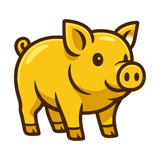 A golden pig.
In-Game asset.  2d.  High contrast.  No shadows