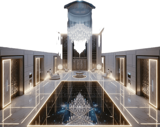 Hall in a luxury futuristic castle