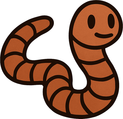 Short brown worm.
In-Game asset.  2d.  High contrast.  No shadows. Very simple