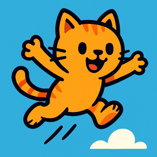 havada atlayan tatlı bir kedi çiz.
In-Game asset.  2d.  High contrast.  No shadows