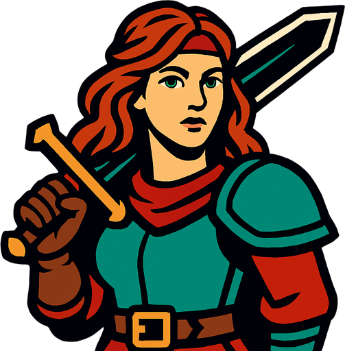 The woman's face is turned towards us.
In-Game asset.  2d.  High contrast.  No shadows